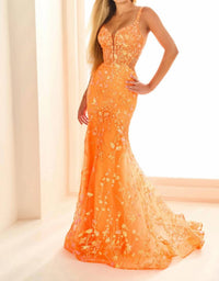 Ellie Wilde - Embroidered Tulle Sequin Mermaid Dress