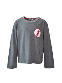 Lola + The Boys Boys' Flash Athletic Long Sleeve Shirt in gray - kids' long sleeve top - view 4