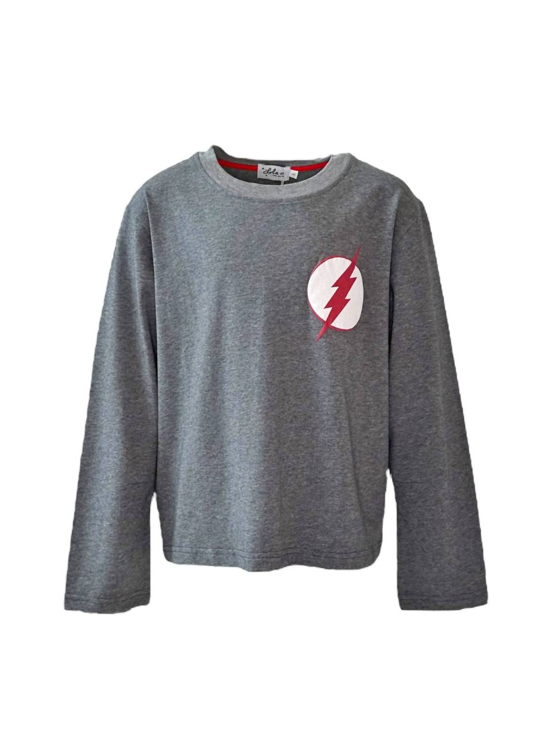 Lola + The Boys Boys' Flash Athletic Long Sleeve Shirt in gray - kids' long sleeve top - view 4