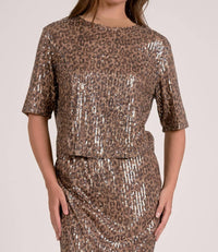Elan - Sequin Cheetah Print Top