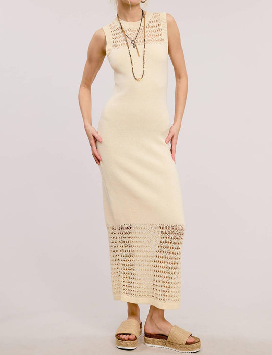 Mimosa - Bohemian Crochet Mesh Midi Dress