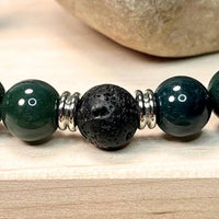 Faire - Moss Agate & Lava Gemstone Mala Bracelet