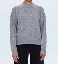 PISTOLA Aura Rhinestone Crewneck Sweater in charcoal diamonte - women's sweater