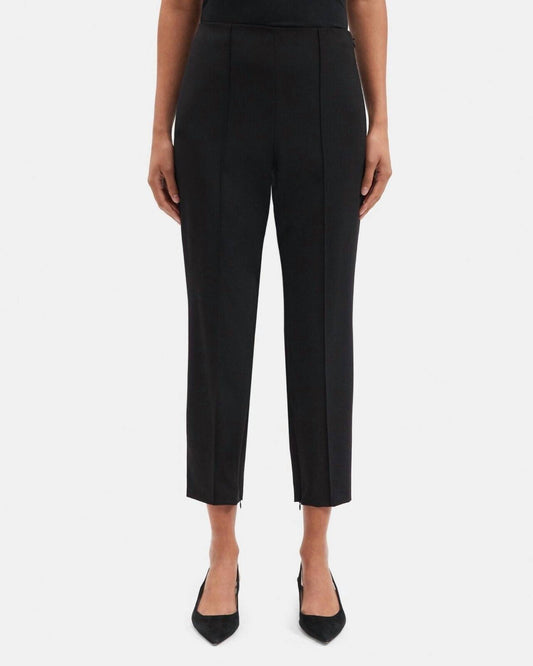 Theory - Traceable Wool Pintuck Crop Slim Pants