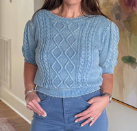 BiBi Vintage Washed Cropped Sweater in blue - women's sweater