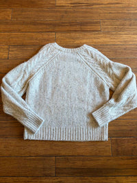 Autumn Cashmere Women's Fisherman Cable Crew Sweater with Pleat Sleeve in husky - women's sweater - view 4