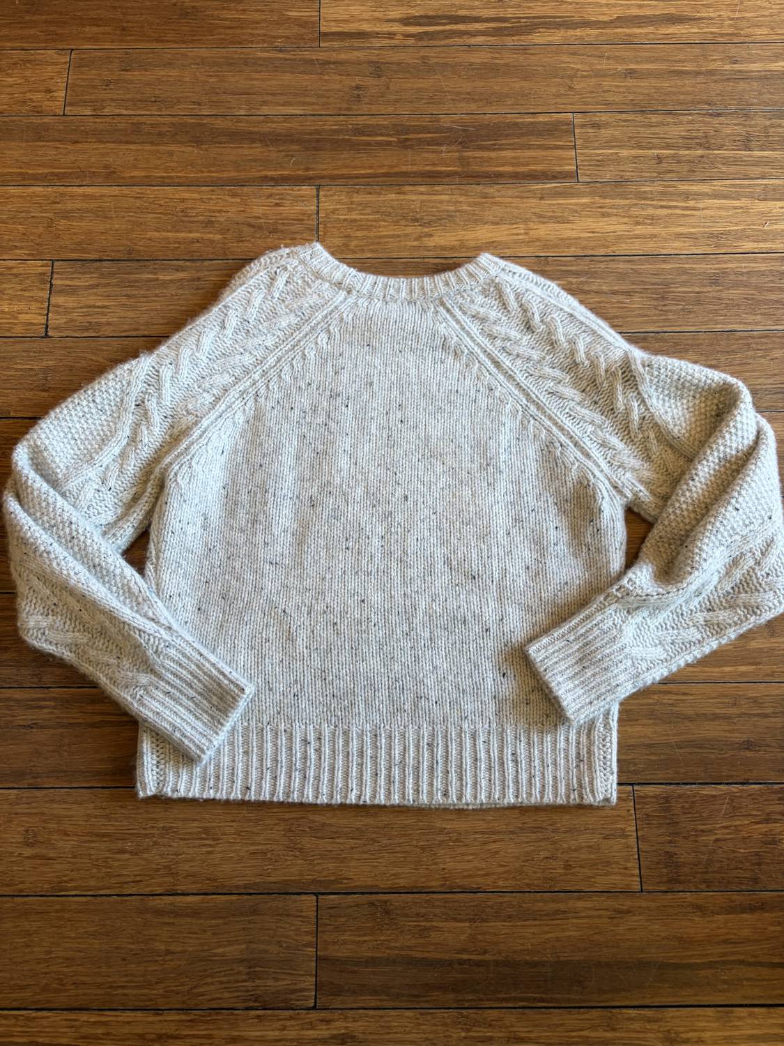 Autumn Cashmere Women's Fisherman Cable Crew Sweater with Pleat Sleeve in husky - women's sweater - view 4