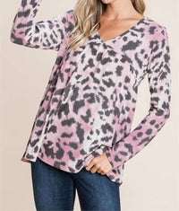 Viamor - Magenta Black Hexa Pattern Animal Print Top