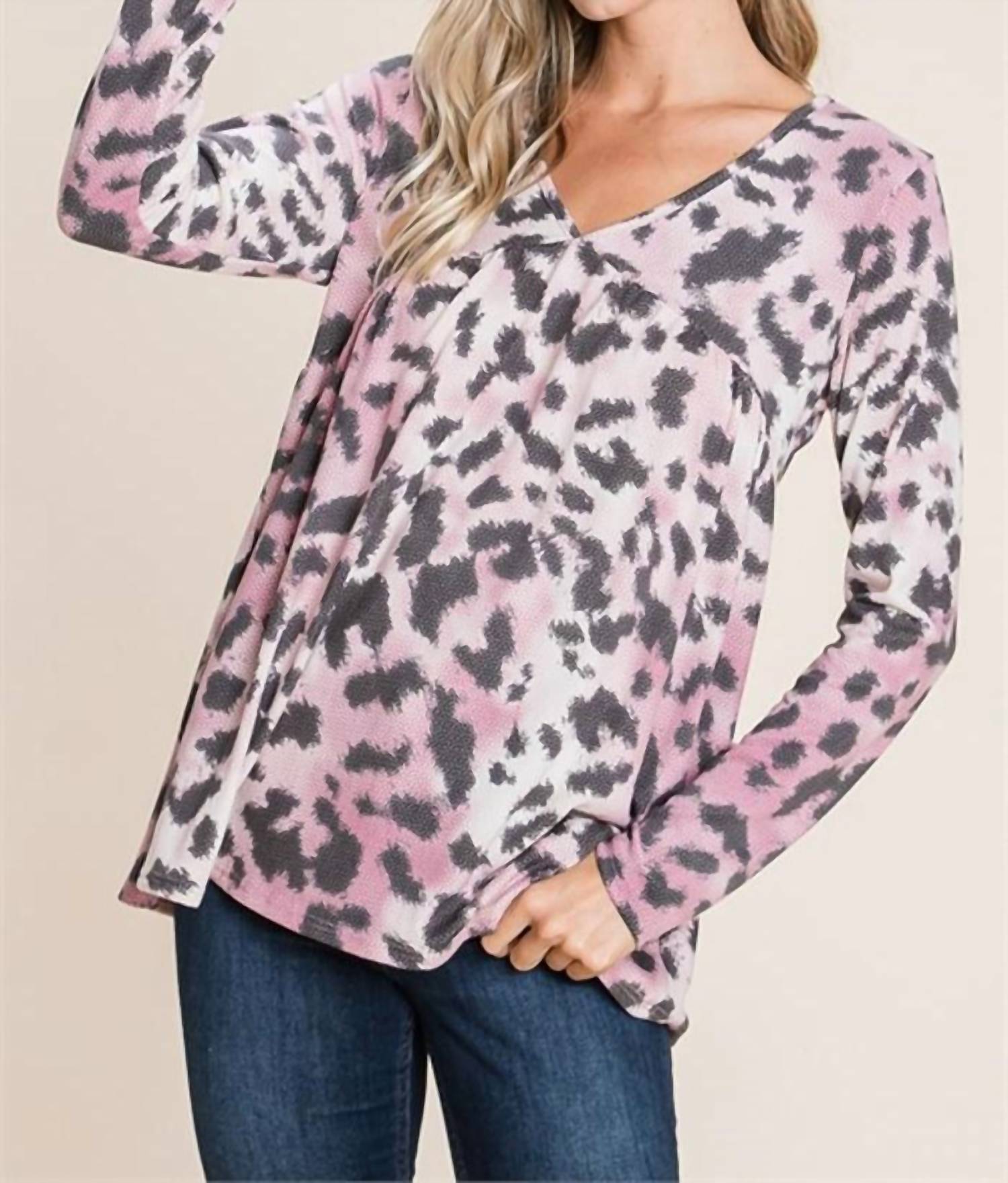 Viamor - Magenta Black Hexa Pattern Animal Print Top