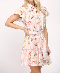 Fate - Floral Belted Mini Dress