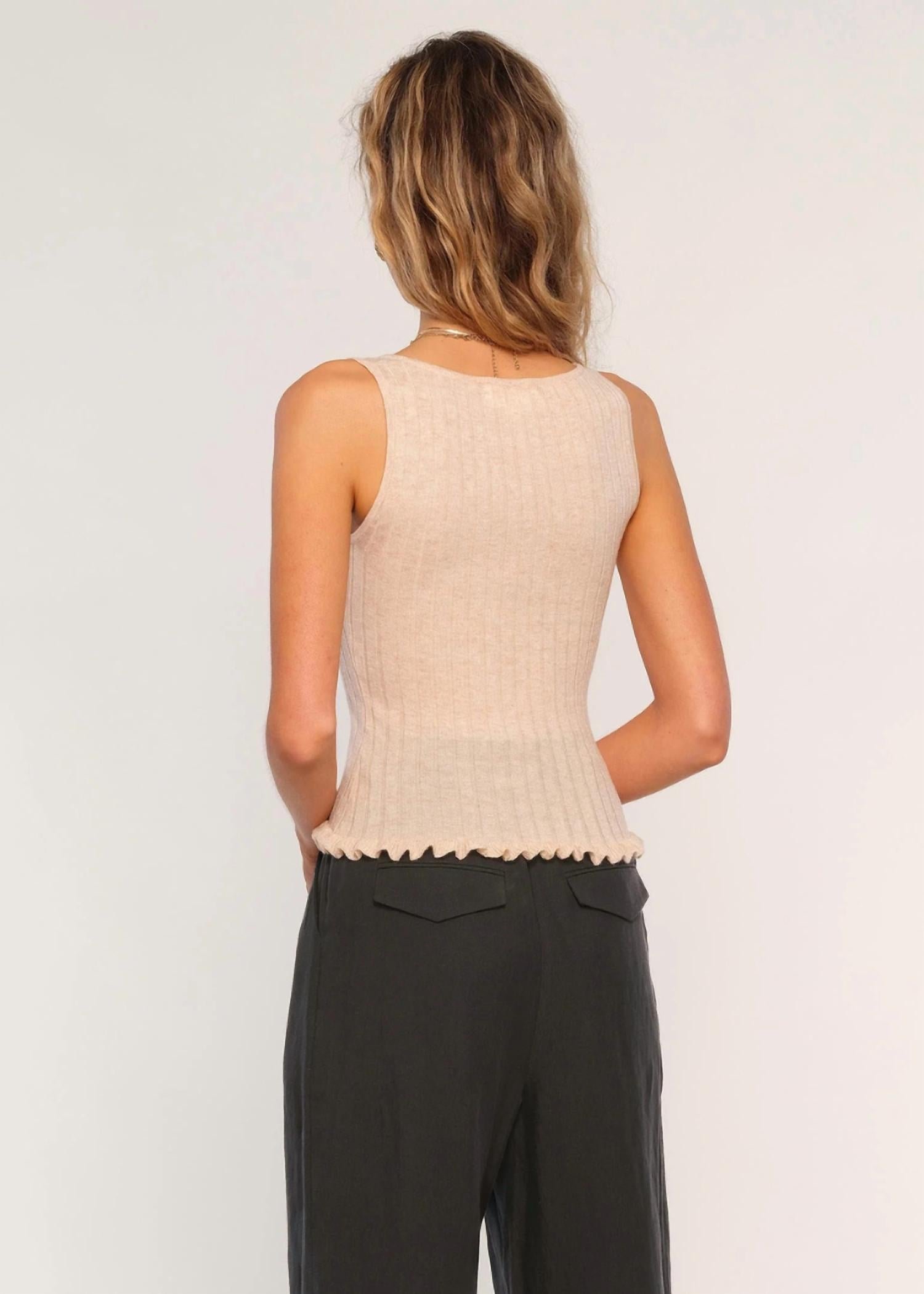 heartloom Pike Scoop Neck Top in oat - women's tank top - detail view