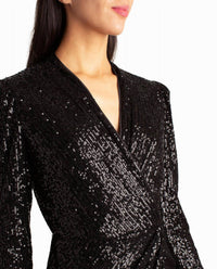 Nicole Miller - Sequin Faux Wrap Molly Dress