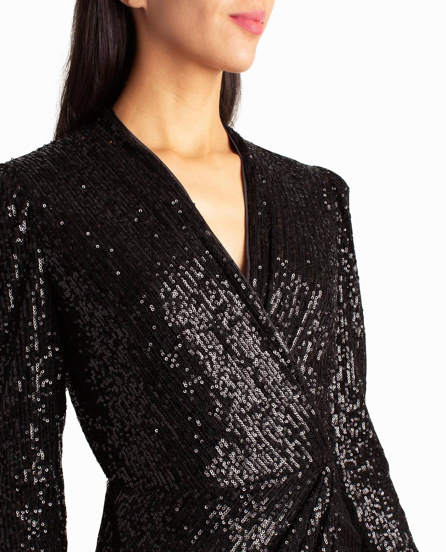 Nicole Miller - Sequin Faux Wrap Molly Dress