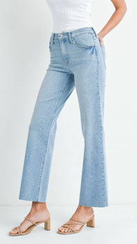 JUST BLACK DENIM Mid Rise Slim Palazzo Jeans in light blue - women's jeans - detail view