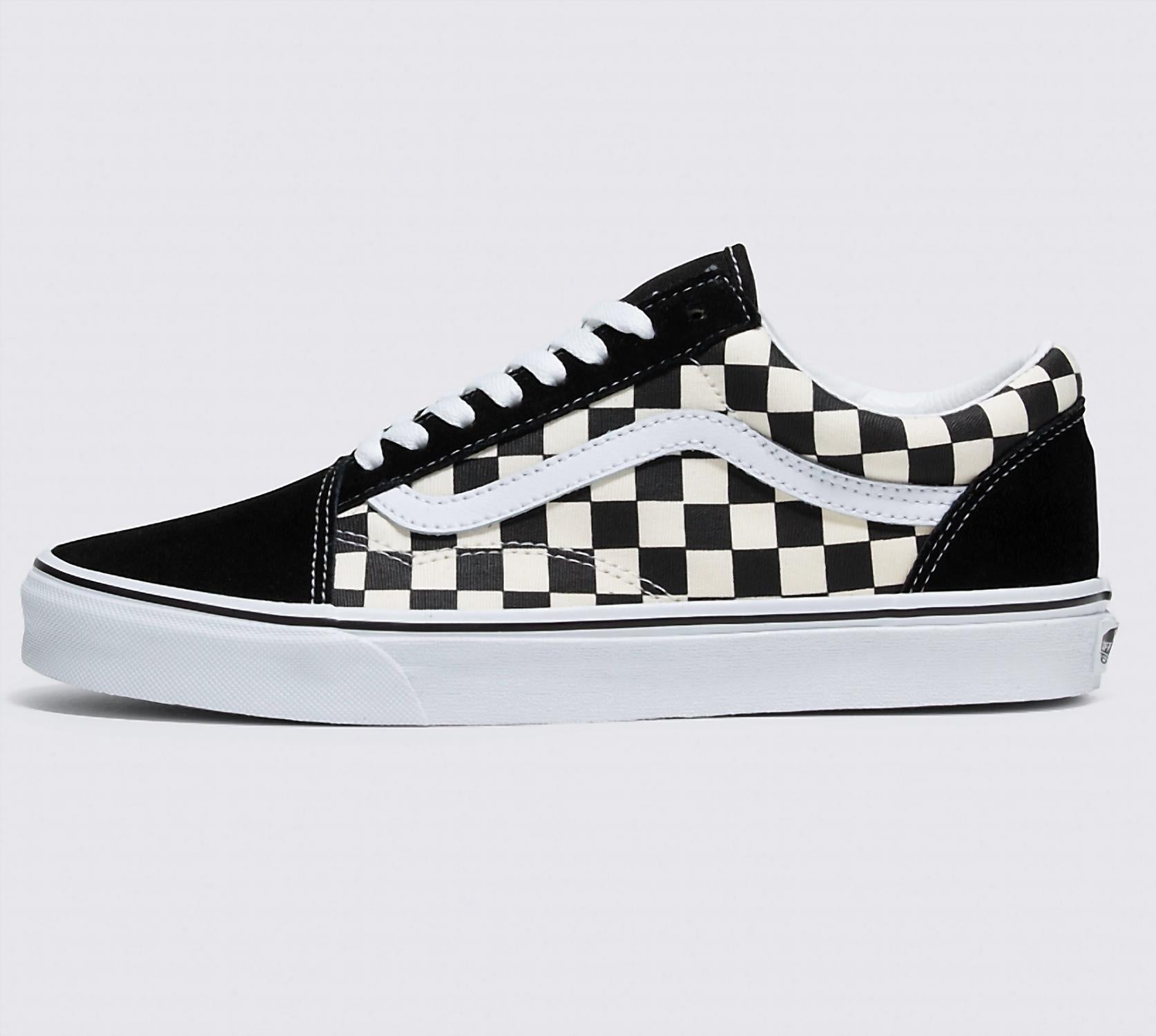 Vans Unisex Old Skool Primary Check Shoe Sneakers in black white - sneaker