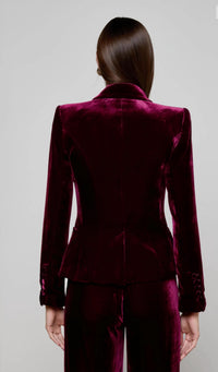 L'Agence - Marie Velvet Double Breasted Blazer Port