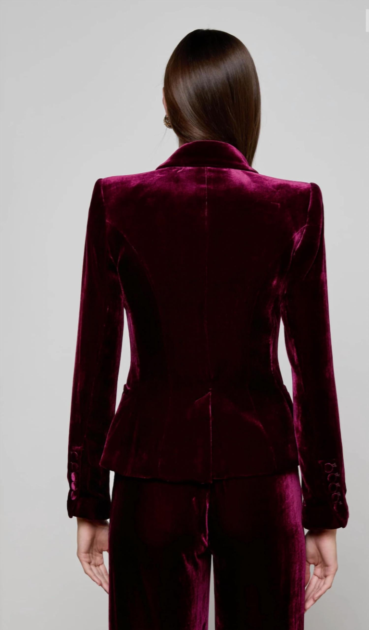 L'Agence - Marie Velvet Double Breasted Blazer Port