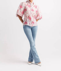Papillon - Ditsy Floral Collared Balloon Sleeve Top