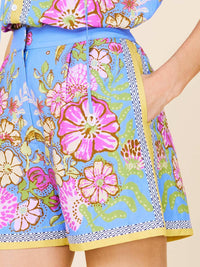Skies Are Blue - High Waist Floral Print Shorts