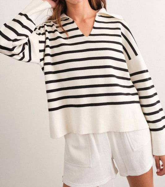 Papermoon - Striped V Neck Sweater