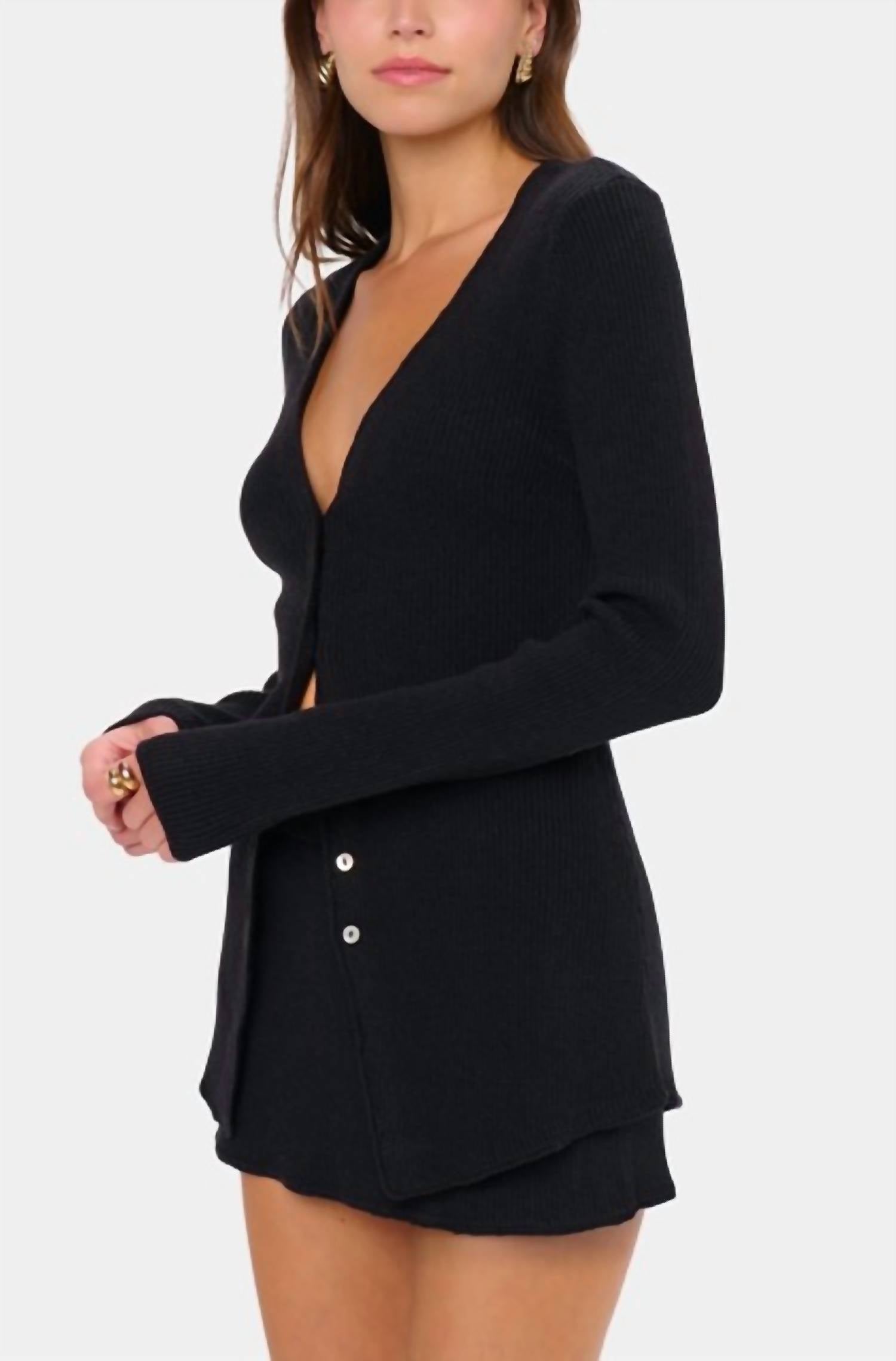 Show Me Your Mumu Josie Rib Knit Top in black - women's cardigan - alternate view