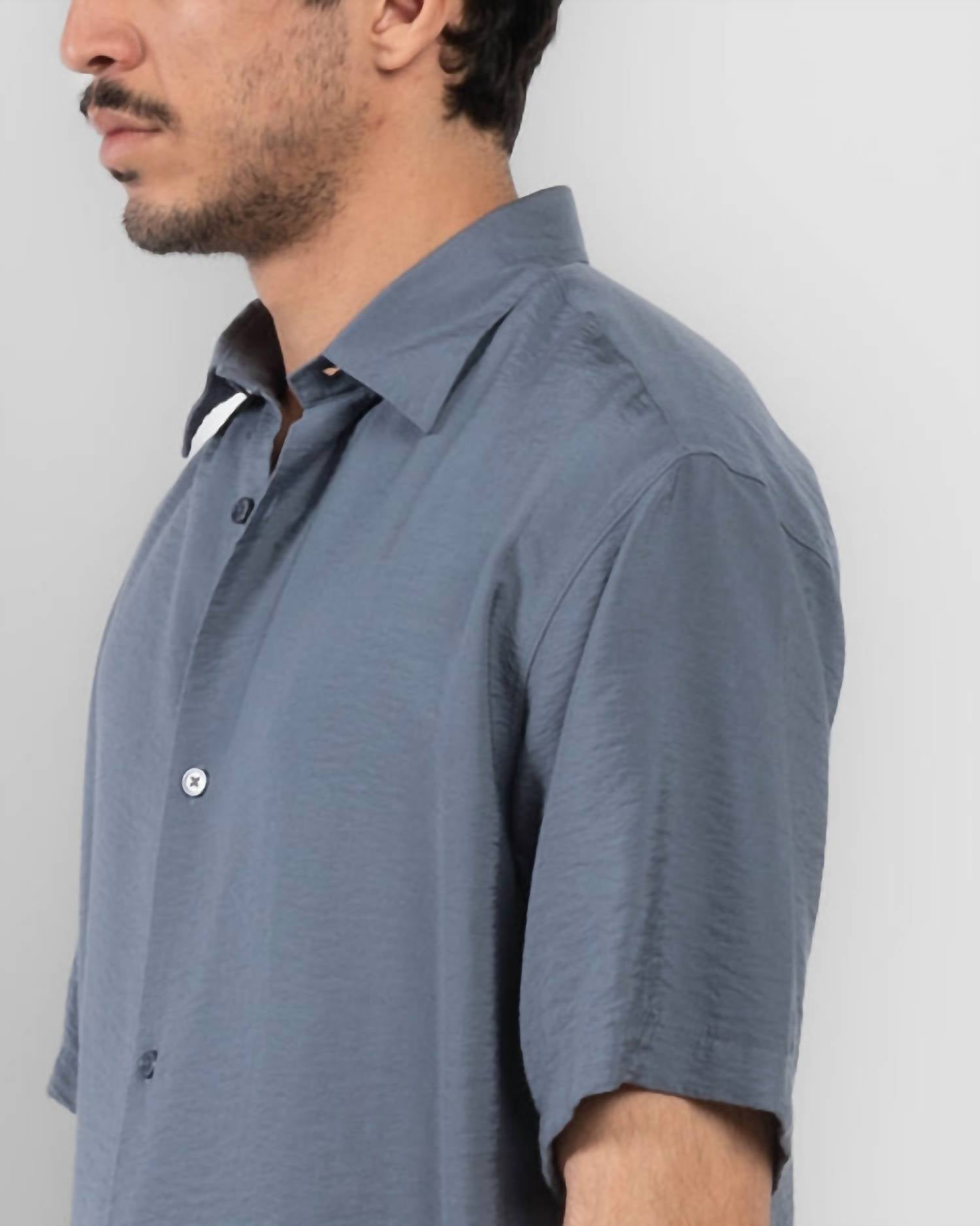 NN07 Freddy Short Sleeve No Pocket Shirt in bering sea - men's shirt - alternate view