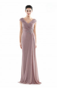 Colors Dress - Embellished Waist Chiffon Gown