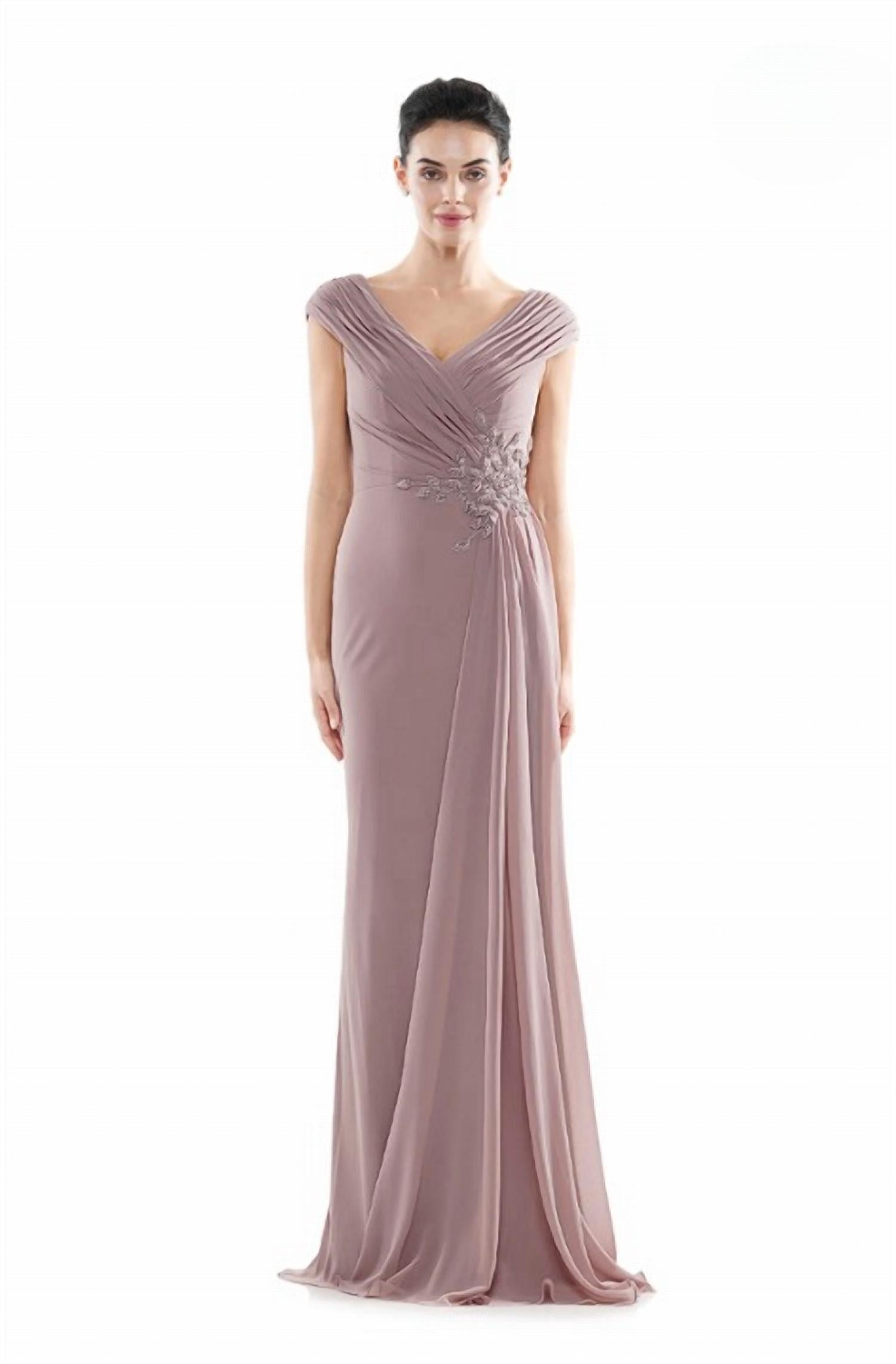 Colors Dress - Embellished Waist Chiffon Gown