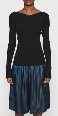 6397 - Women's Ribbed Double-v Top