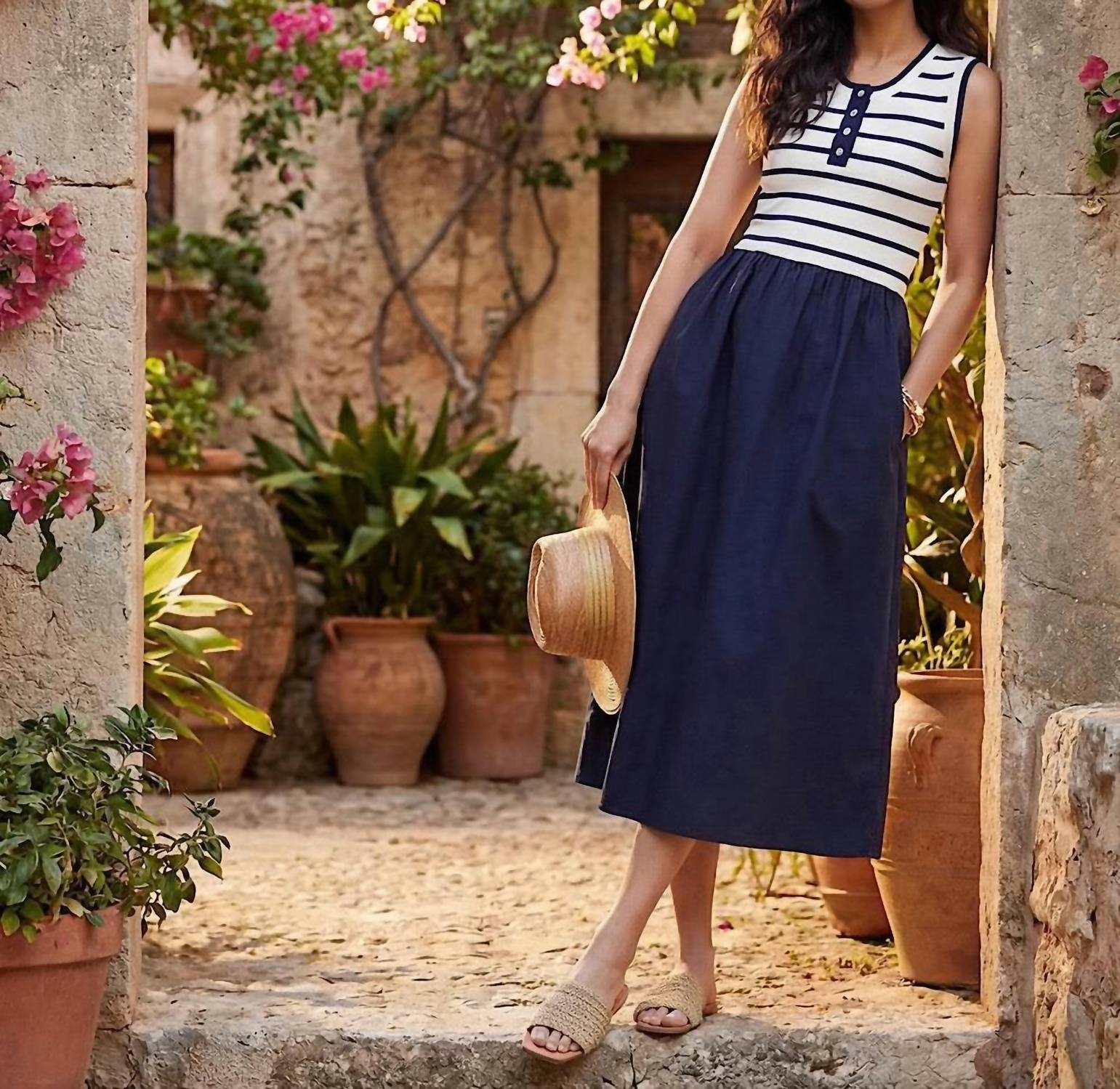 Karen Kane - Stripe Mixed Media Dress