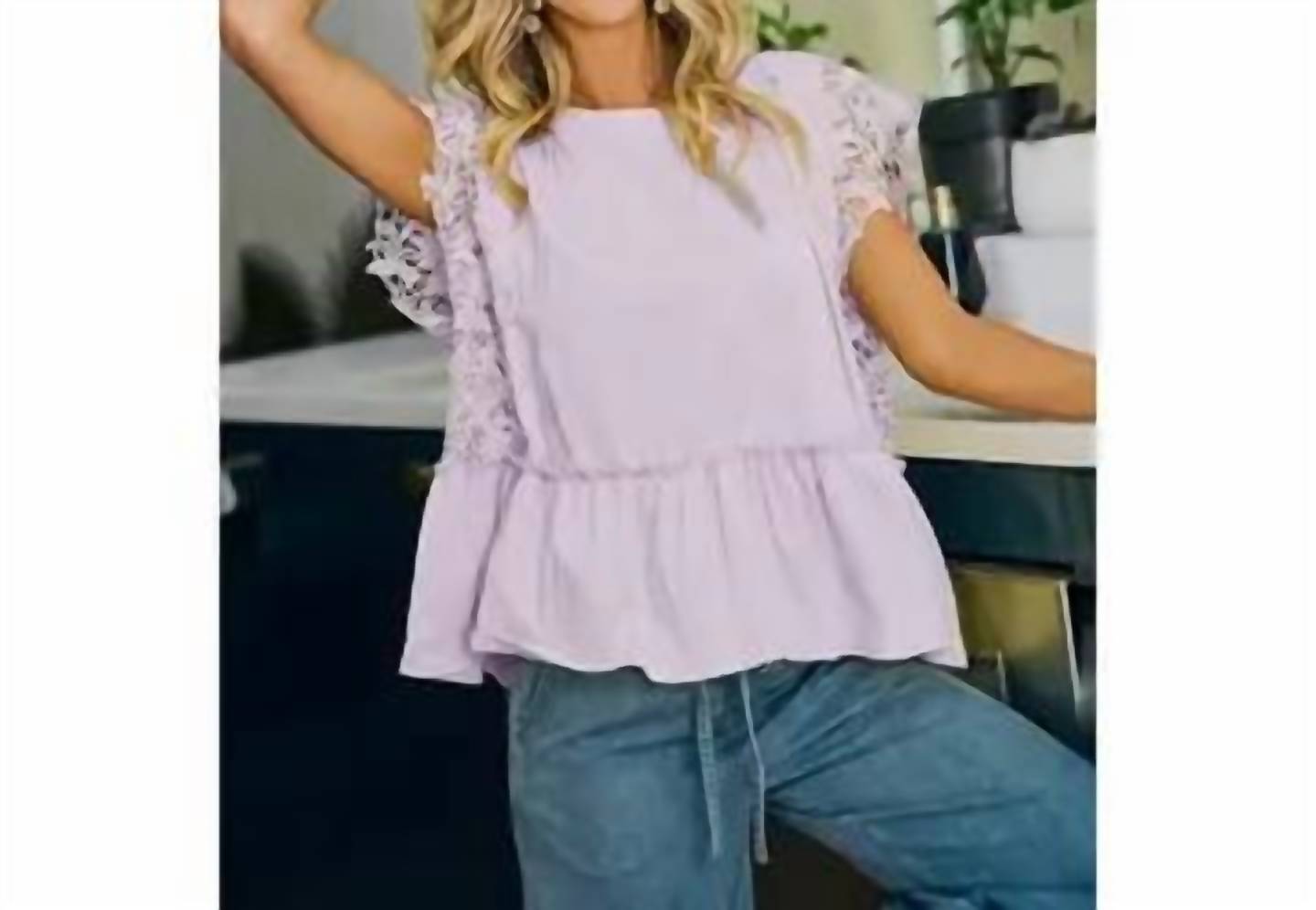 Bibi - Solid Jersey Tiered top with Lace