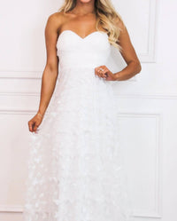 Maniju - Butterfly Kisses Strapless Applique Maxi Dress
