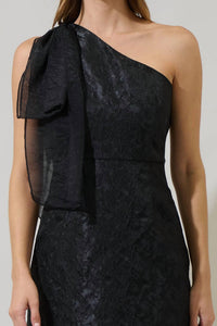 SUGARLIPS Floral One Shoulder Mini Dress in black - women's dress - view 4
