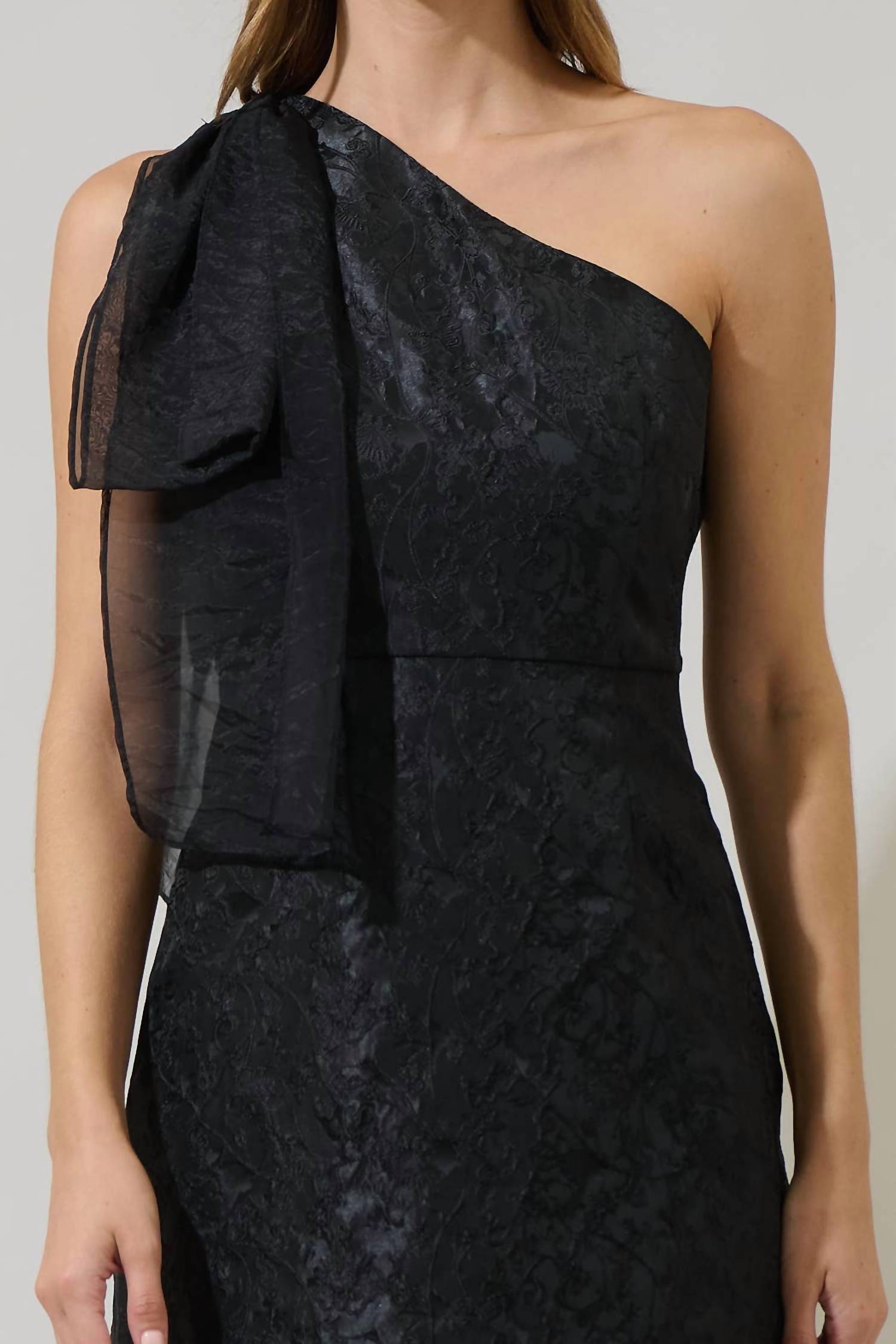 SUGARLIPS Floral One Shoulder Mini Dress in black - women's dress - view 4