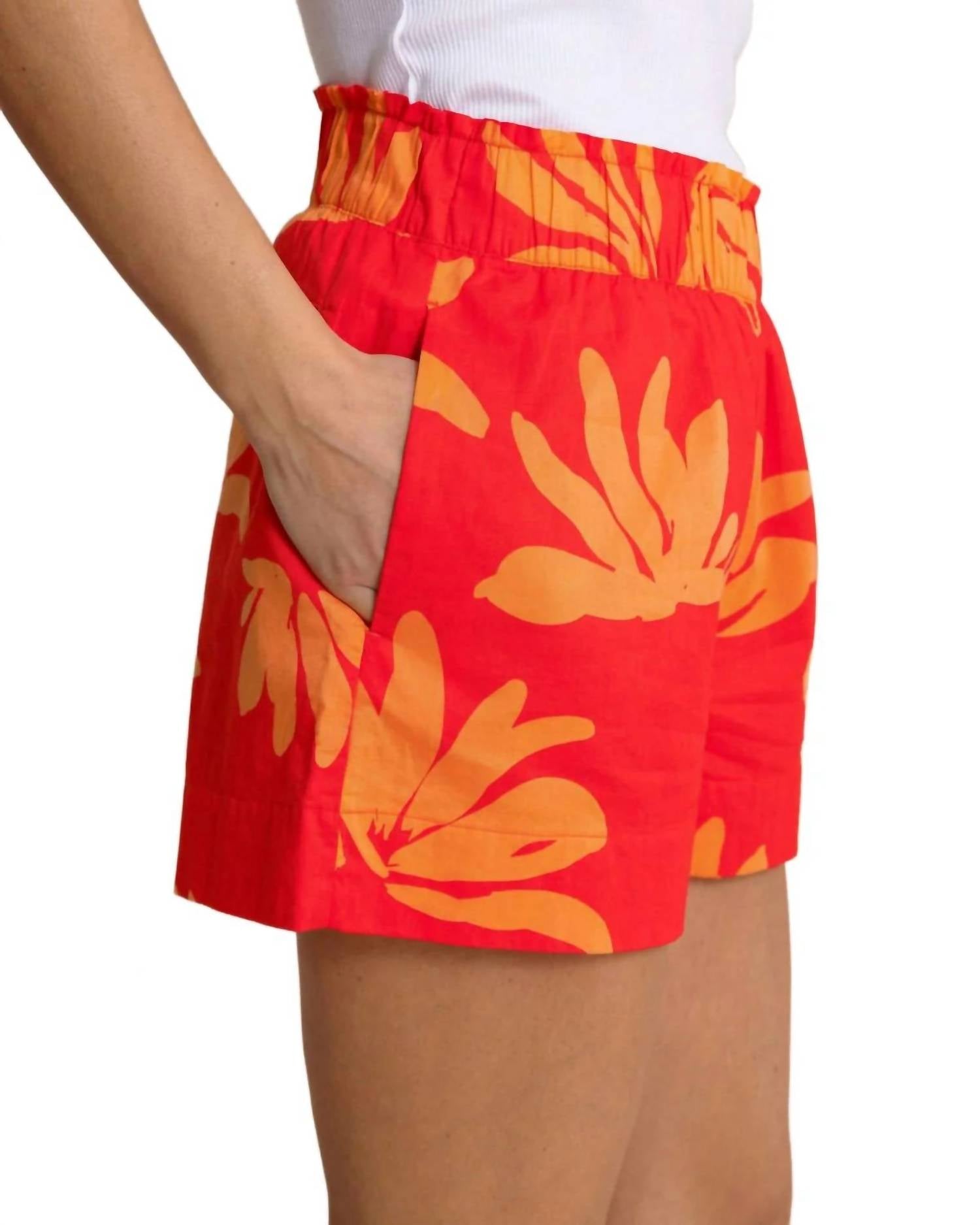 SOUTHERN TIDE Elyse Leafy Luxe Printed Shorts in poppy red 1 - women's shorts - alternate view