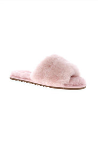 Lamo Women's Naomi Sheepskin Slide Sandal in rose 1 - women's sandal - detail view