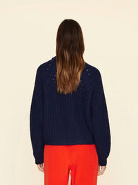 XIRENA Landrey Crew Neck Sweater in navy brick - women's sweater