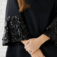Caryn Lawn Keri Mini Dress in black sparkle - women's dress - alternate view