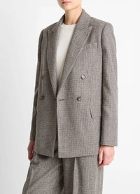 Vince - Plaid Wool-blend Double-breasted Blazer