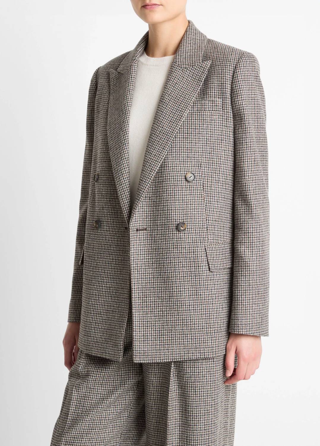 Vince - Plaid Wool-blend Double-breasted Blazer