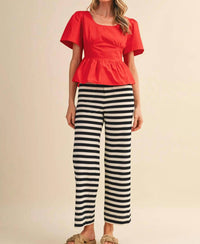 &Merci - Stretchy Striped High Waist Pants