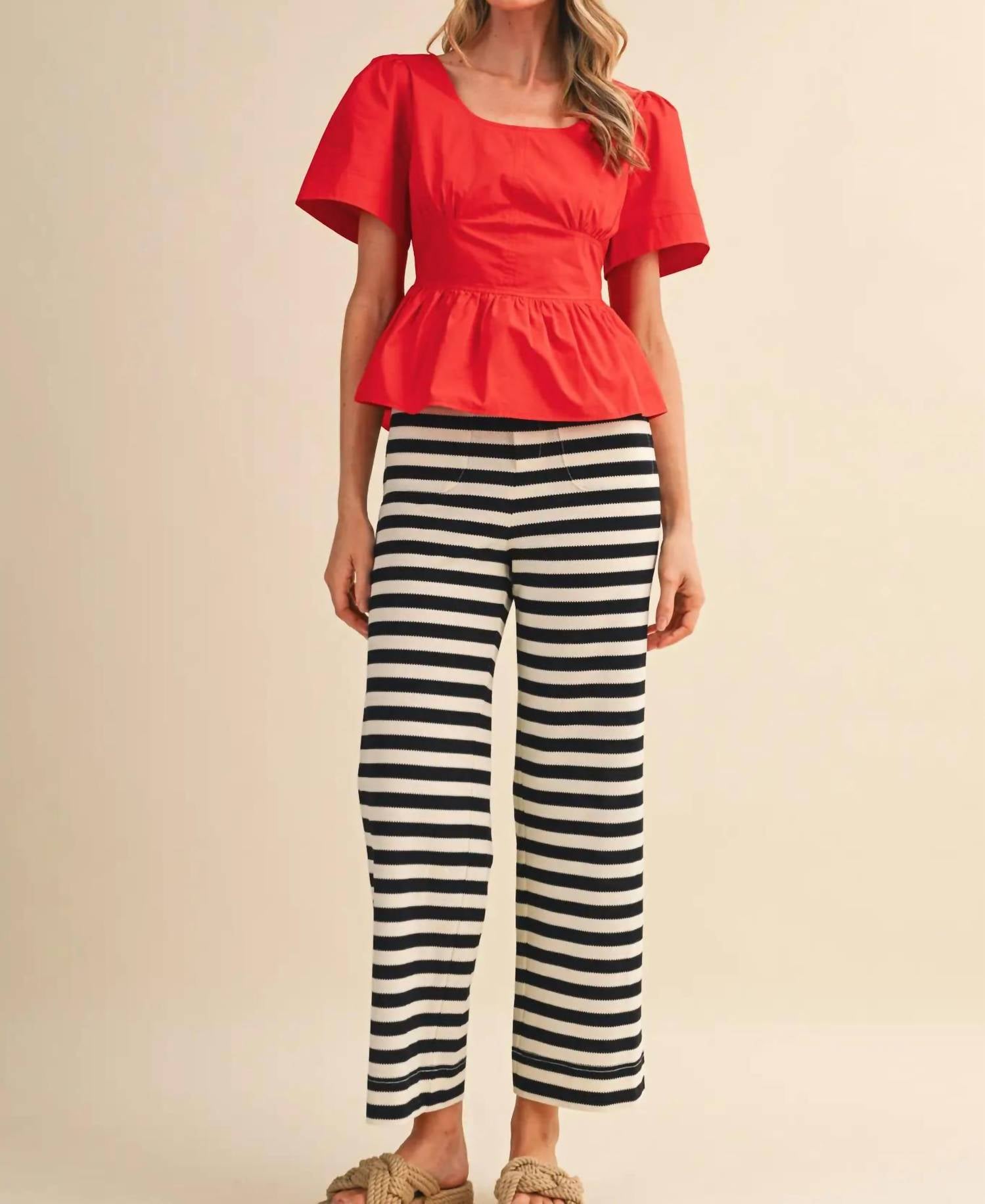 &Merci - Stretchy Striped High Waist Pants