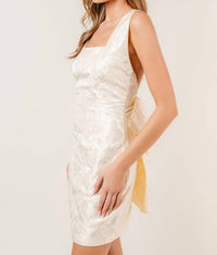 Fore Collection Jolie Floral Bow Back Mini Dress in cream - women's dress - alternate view