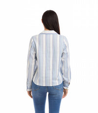 Karen Kane - Landry Long Sleeve Eyelet Lace Up Stripe Top