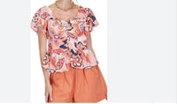 Joy Joy - Women's Blossom Short Sleeve Ruffle Top