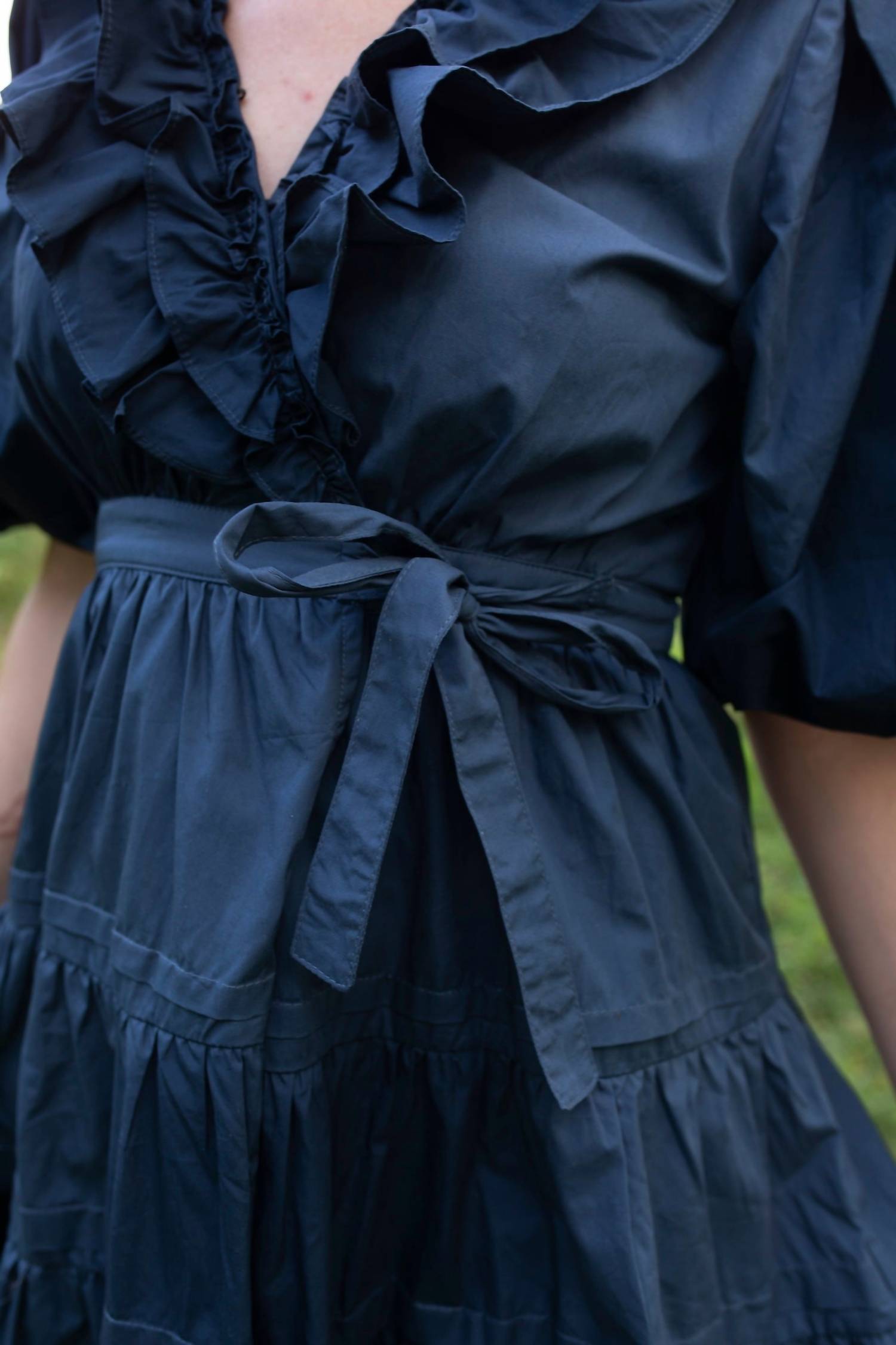 GiGiO Sunlit Garden Tiered Wrap Mini Dress in navy - women's dress - alternate view