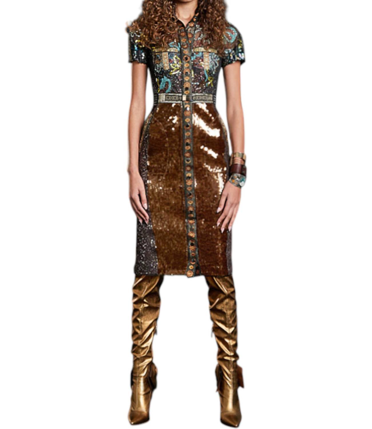 In Earnest - Amber Glass Sheath Dress