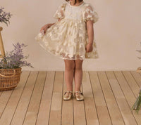 NORALEE Girls Luna Dress in natural - kids' dress - detail view