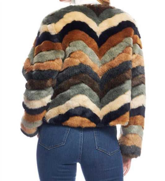 Fabulous Furs - Desert Chevron Faux Fur Jacket