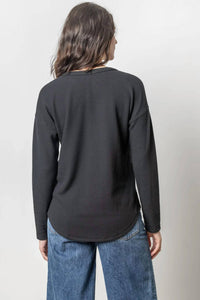 Lilla P - Rounded Hem Split Neck Top